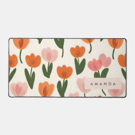 Monogram Gepersonaliseerd Schattige Spring Tulip P Bureaumat