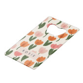 Monogram Gepersonaliseerd Schattige Spring Tulip P Creditkaart Flessenopener (Voorkant Gekanteld)
