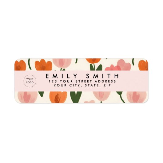 Monogram Gepersonaliseerd Schattige Spring Tulip P Etiket (Voorkant)
