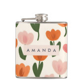 Monogram Gepersonaliseerd Schattige Spring Tulip P Heupfles (Voorkant)