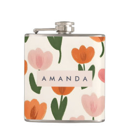 Monogram Gepersonaliseerd Schattige Spring Tulip P Heupfles