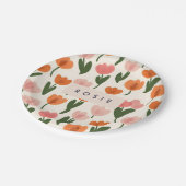 Monogram Gepersonaliseerd Schattige Spring Tulip P Papieren Bordje (Gekanteld)