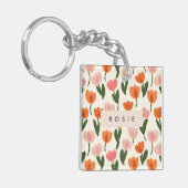 Monogram Gepersonaliseerd Schattige Spring Tulip P Sleutelhanger (Voorkant Links)