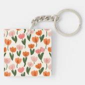 Monogram Gepersonaliseerd Schattige Spring Tulip P Sleutelhanger (Achterkant)