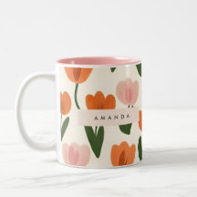Monogram Gepersonaliseerd Schattige Spring Tulip P
