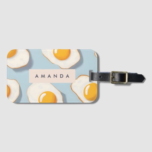 Monogram Gepersonaliseerd Sunny Side Up Egg Patroo Bagagelabel (Voorkant (horizontaal))