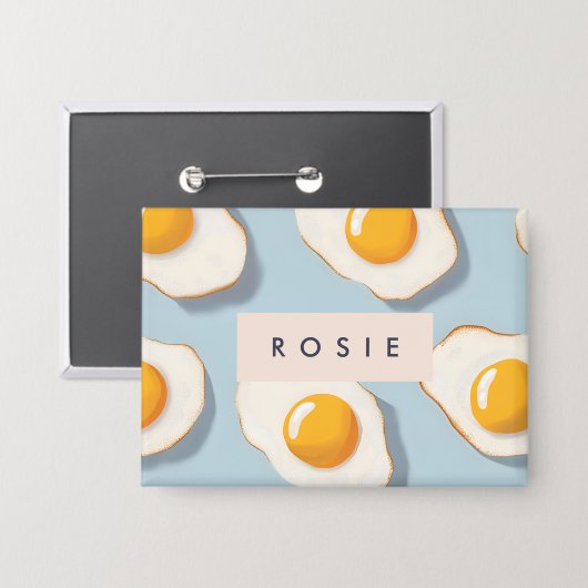 Monogram Gepersonaliseerd Sunny Side Up Egg Patroo Button (Voorkant / Achterkant)
