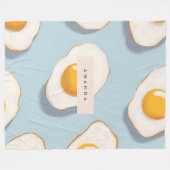 Monogram Gepersonaliseerd Sunny Side Up Egg Patroo Fleece Deken (Voorkant (Horizontaal))
