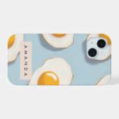 Monogram Gepersonaliseerd Sunny Side Up Egg Patroo iPhone 15 Case (Achterkant horizontaal)
