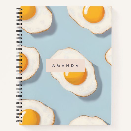 Monogram Gepersonaliseerd Sunny Side Up Egg Patroo Notitieboek (Voorkant)
