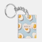 Monogram Gepersonaliseerd Sunny Side Up Egg Patroo Sleutelhanger (Voorkant Links)