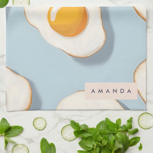 Monogram Gepersonaliseerd Sunny Side Up Egg Patroo Theedoek (Gevouwen)