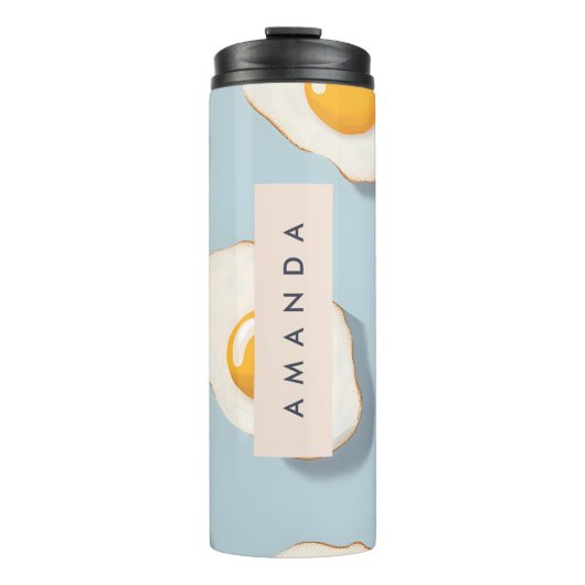 Monogram Gepersonaliseerd Sunny Side Up Egg Patroo Thermosbeker (Voorkant)