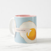 Monogram Gepersonaliseerd Sunny Side Up Egg Patroo Tweekleurige Koffiemok (Voorkant links)