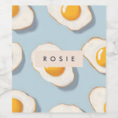 Monogram Gepersonaliseerd Sunny Side Up Egg Patroo Wijn Etiket (Enkel label)