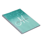 Monogram Gepersonaliseerd Turquoise Ombre Gift Notitieboek (Rechterzijde)