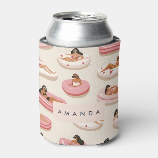 Monogram Gepersonaliseerd Zomer Zwembad Float Patr Blikjeskoeler (Blikje Voorkant)