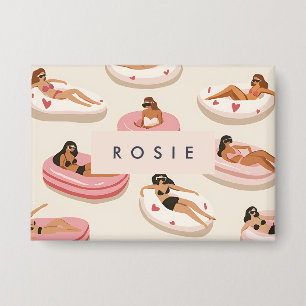 Monogram Gepersonaliseerd Zomer Zwembad Float Patr Button