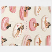 Monogram Gepersonaliseerd Zomer Zwembad Float Patr Fleece Deken (Voorkant (Horizontaal))