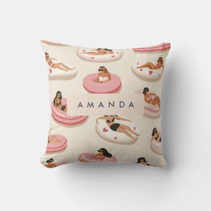 Monogram Gepersonaliseerd Zomer Zwembad Float Patr Kussen