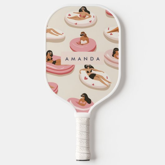 Monogram Gepersonaliseerd Zomer Zwembad Float Patr Pickleball Paddle (Voorkant)