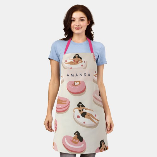 Monogram Gepersonaliseerd Zomer Zwembad Float Patr Schort (Gedragen)