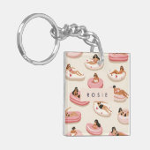 Monogram Gepersonaliseerd Zomer Zwembad Float Patr Sleutelhanger (Voorkant Links)
