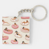 Monogram Gepersonaliseerd Zomer Zwembad Float Patr Sleutelhanger (Achterkant)