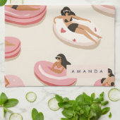 Monogram Gepersonaliseerd Zomer Zwembad Float Patr Theedoek (Gevouwen)