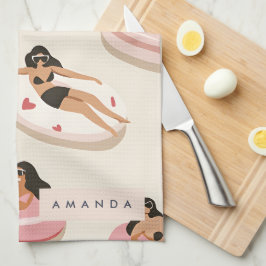 Monogram Gepersonaliseerd Zomer Zwembad Float Patr Theedoek