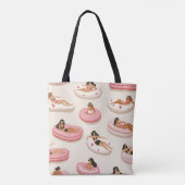 Monogram Gepersonaliseerd Zomer Zwembad Float Patr Tote Bag (Achterkant)