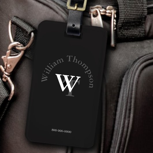 monogram - gepersonaliseerd zwart bagagelabel