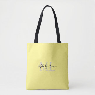 Monogram | Gepersonaliseerd zwart-geel ontwerp | Tote Bag