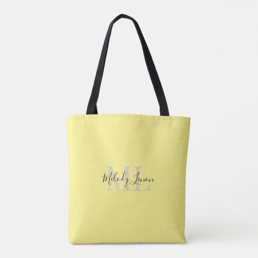 Monogram | Gepersonaliseerd zwart-geel ontwerp | Tote Bag (Achterkant)