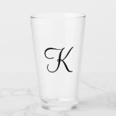 Monogram Gepersonaliseerd Zwart Manuscript Drink Glas (Voorkant)