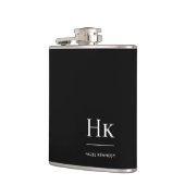 Monogram gepersonaliseerd zwart wit heupfles (Links)