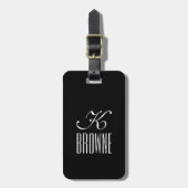 Monogram | Gepersonaliseerd zwart-wit ontwerp | Bagagelabel (Voorkant verticaal)
