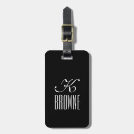Monogram | Gepersonaliseerd zwart-wit ontwerp | Bagagelabel