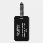 Monogram | Gepersonaliseerd zwart-wit ontwerp | Bagagelabel (Achterkant verticaal)