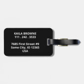 Monogram | Gepersonaliseerd zwart-wit ontwerp | Bagagelabel (Achterkant horizontaal)