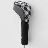 Monogram Gepersonaliseerd zwart-wit tartanpatroon Golfheadcover (Schuin)