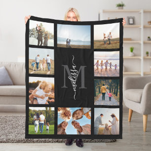 Monogram Gepersonaliseerde 10 Fotocollage Fleece Deken