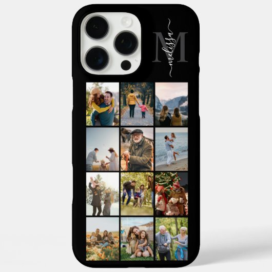 Monogram gepersonaliseerde 12 fotocollage Case-Mate iPhone case (Achterkant)