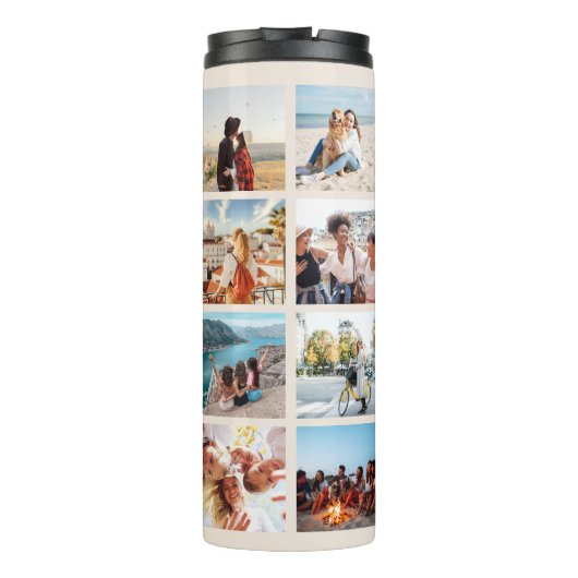 Monogram gepersonaliseerde 16 fotocollage thermosbeker (Achterkant)
