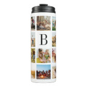 Monogram gepersonaliseerde 19 fotocollage thermosbeker (Voorkant)