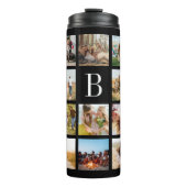 Monogram gepersonaliseerde 19 fotocollage thermosbeker (Voorkant)