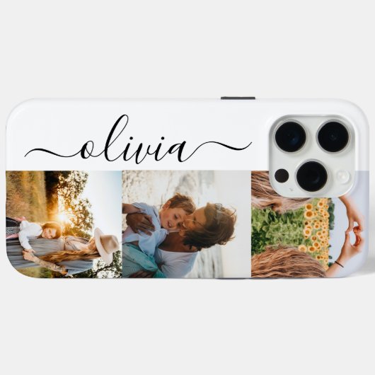 Monogram gepersonaliseerde 3 fotocollage Case-Mate iPhone case (Achterkant (horizontaal))