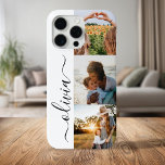 Monogram gepersonaliseerde 3 fotocollage iPhone 15 pro max hoesje<br><div class="desc">Elegant Script Monogram Gepersonaliseerde 3 Foto Collage iPhone Case</div>
