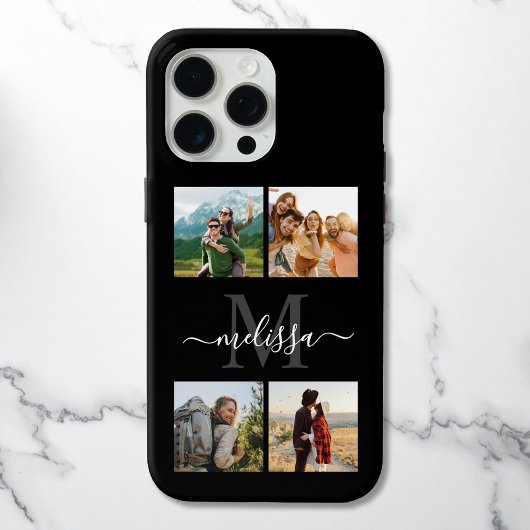 Monogram gepersonaliseerde 4 fotocollage Case-Mate iPhone case
