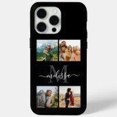 Monogram gepersonaliseerde 4 fotocollage Case-Mate iPhone case (Achterkant)